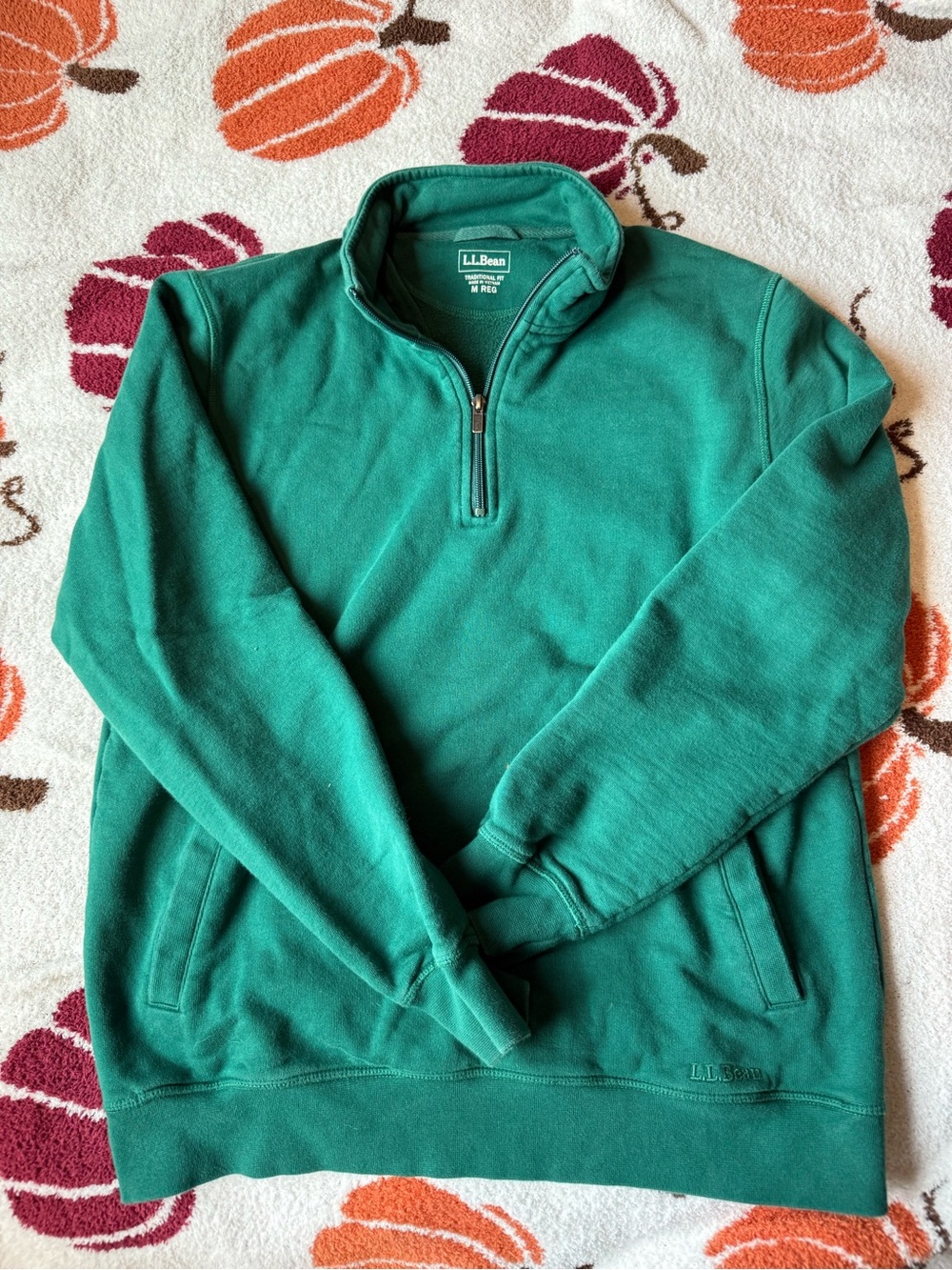 L.L. Bean Men’s Teal Green Half-Zip Sweater